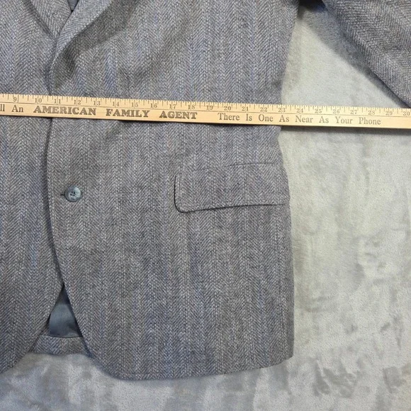 Vtg Kuppenheimer Mens Wool Herringbone Blazer Jacket Gray Blue Tan 48 Career